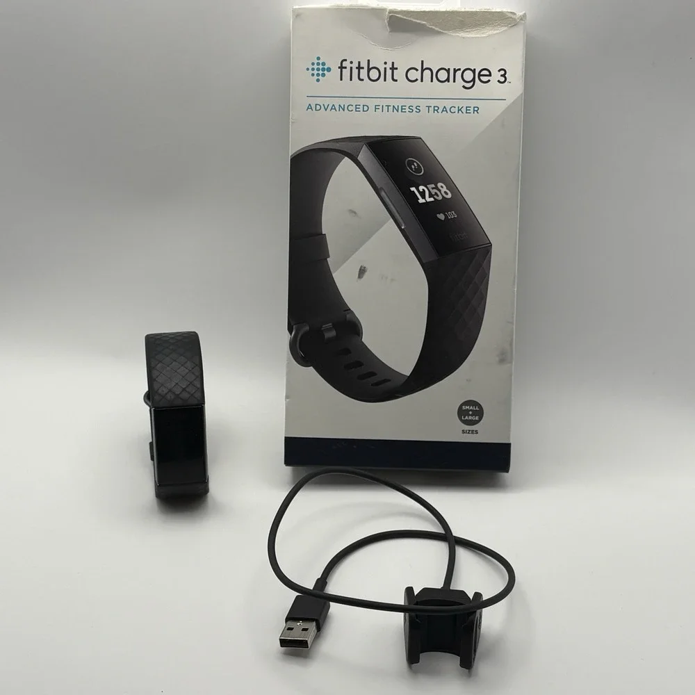 Fitbit Charge 2 Wristband Activity Tracker Black FB407 w/ Charger - TESTED Works